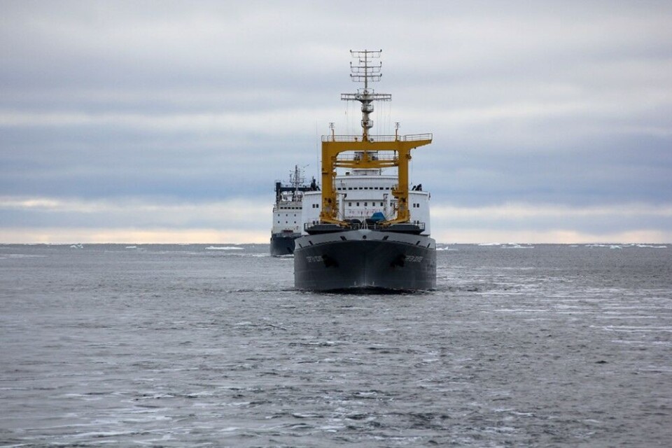 Military supply vessels in Arctic waters. Photo: mil.ru