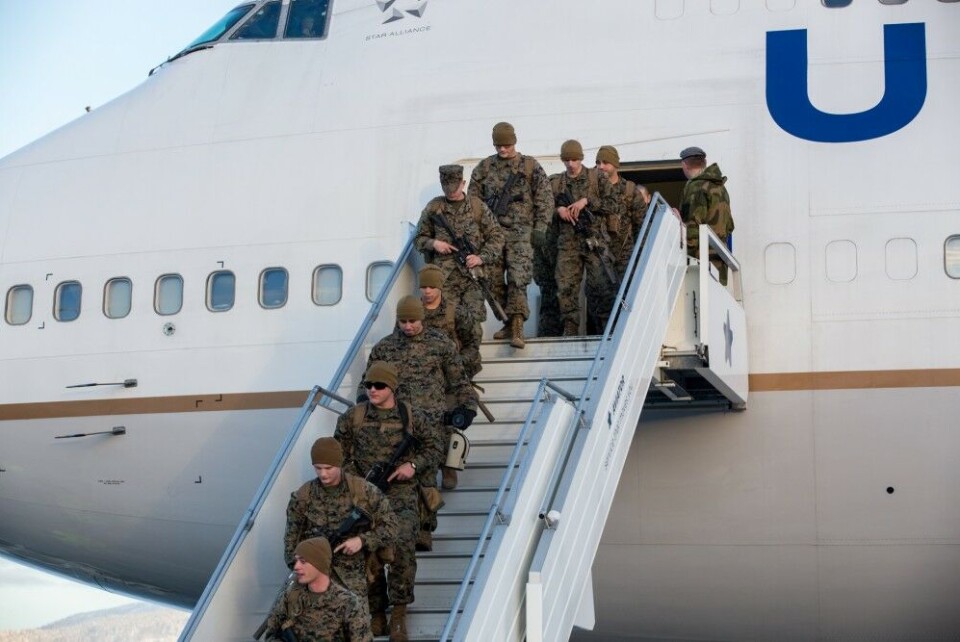 United States Marine Corps arriving at Værnes airport (Trondheim, Norway) in January 2017. Photo: Tom-Daniel S. Laugerud / Forsvaret