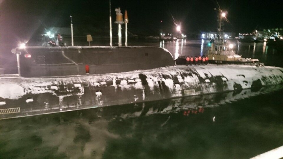 The submarine “Pskov” sailing out from the Nerpa yard. Photo: Press service of Nerpa