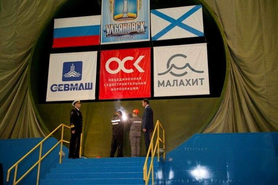 Keel-laying ceremony for 'Ulyanovsk' took place in Severodvinsk on Friday. Photo: Sevmash