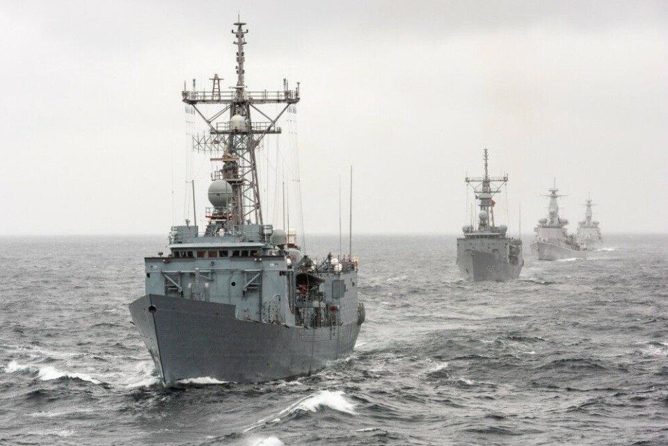 ORP Kosiusco ,TCG Gediz ,HNLMS Van Amstel and HNLMS Van Speijk sail in formation in Norwegian Sea during Dynamic Mongoose 18. NATO Photo by FRA N WO Christian Valverde