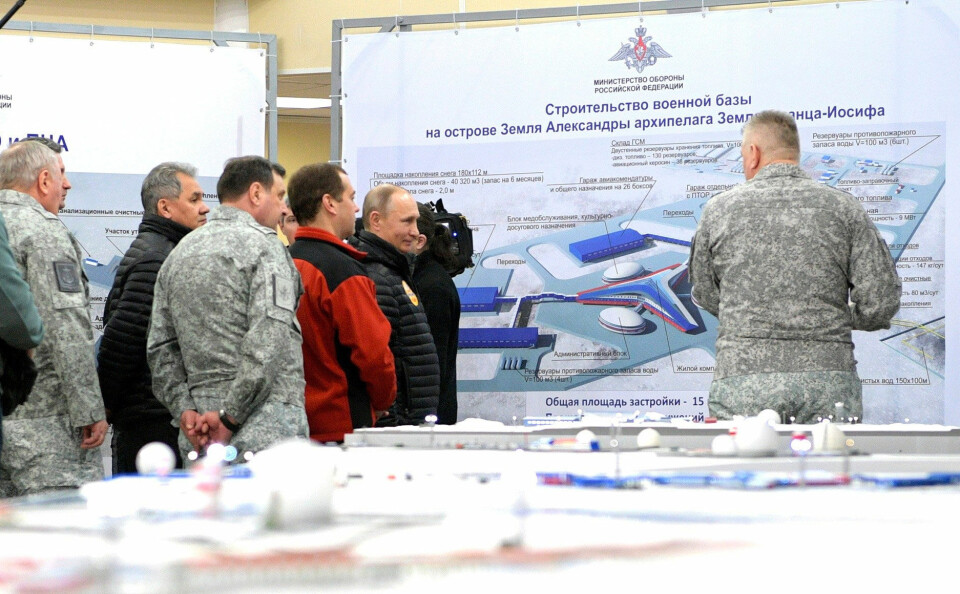 Presentation of new base in Franz Josef Land in connection with Vladimir Putin’s visit in March 2017. Photo: Kremlin.ru