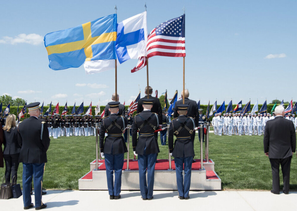 Defense Secretary James N. Mattis meets Finland Defense Minister Jussi Niinisto and Sweden Defense Minister Peter Hultqvist at the Pentagon in Washington, D.C., May 8, 2018. DoD photo by Navy Mass Communication Specialist 1st Class Kathryn E. Holm