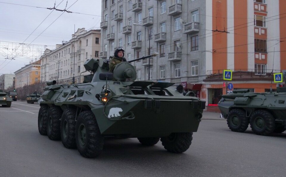 Northern Fleet armored personnel carrier on display in Murmansk ahead of 9th May parade. Photo: Atle Staalesen
