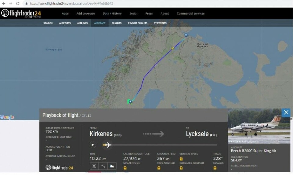 Скриншот сайта Flightradar24.com
