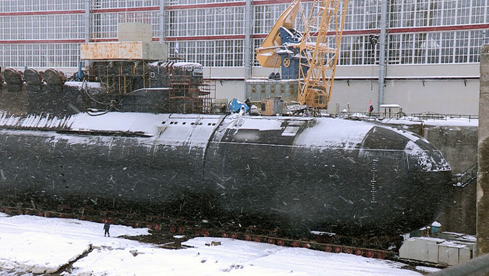 “Tula” nuclear powered ballistic missile submarine in the dock at the shipyard in Severodvinsk. Photo: Zvezdochka