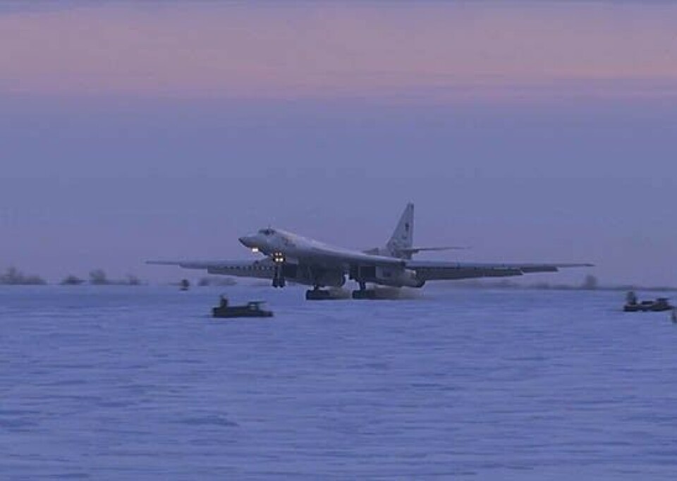 Strategic bomber Tupolev-160 takes off for Arctic mission. Photo: Russian Ministry of Defense