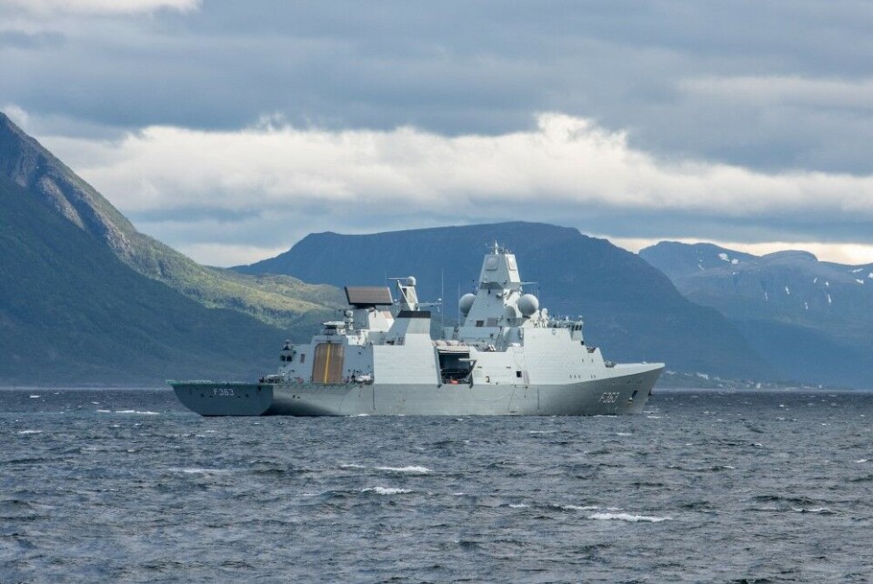 Standing NATO Maritime Group One (SNMG1) flagship HDMS Niels Juel sails in the Norwegian Fjords, as Dynamic Mongoose Exercise kicks off. NATO Photo by FRA N WO Christian Valverde