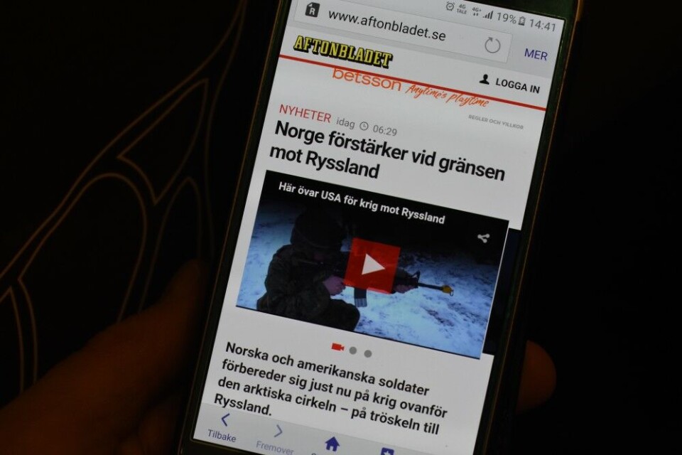 Aftonbladet’s video-story claims American soldiers are training outside Kirkenes. Photo: Thomas Nilsen