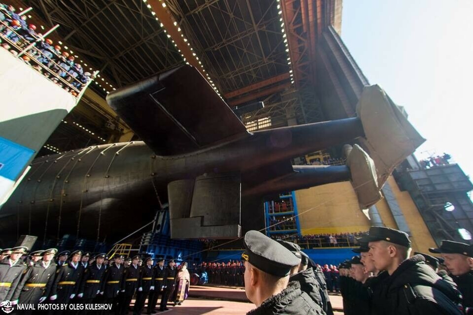 'Belgorod' was taken out of the shiphall at Sevmash yard on April 23 in a solemn ceremony. Photo courtesy of Oleg Kuleshov