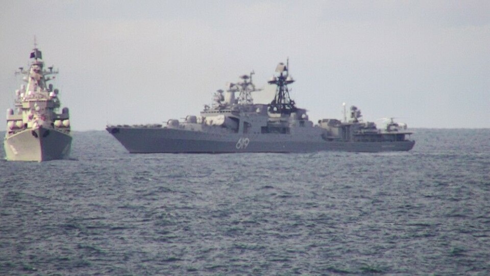Destroyer 'Severomorsk' in the Norwegian Sea. Photo: Forsvaret.no