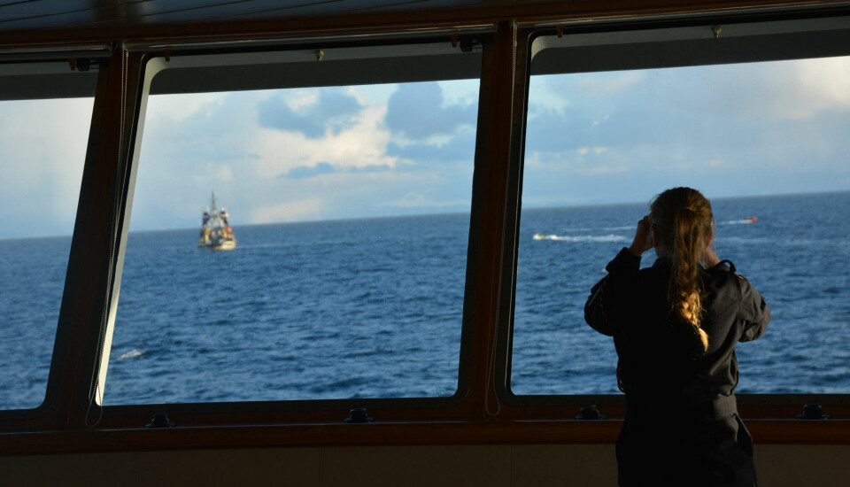 Norwegian Coast Guard vessel in the Barents Sea. Photo: Atle Staalesen