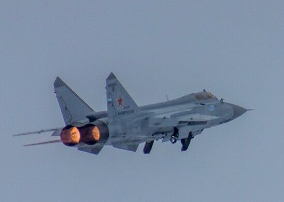 МиГ-31 после вылета с аэродрома на Кольском полуострове. Фото: пресс-служба Северного флота