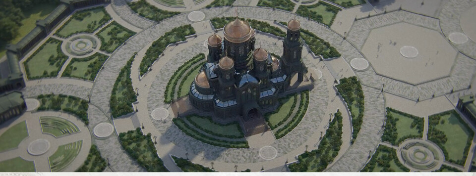 The cathedral of the Russian Armed Forces in Patriot Park in Moscow. Illustration by www.hram.mil.ru