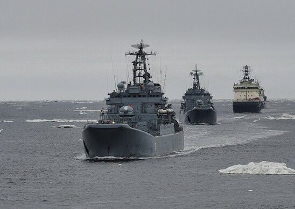 Two Northern fleet landing ships and an icebreaker are among the eight vessels to sail the north coast of Siberia. Photo: mil.ru