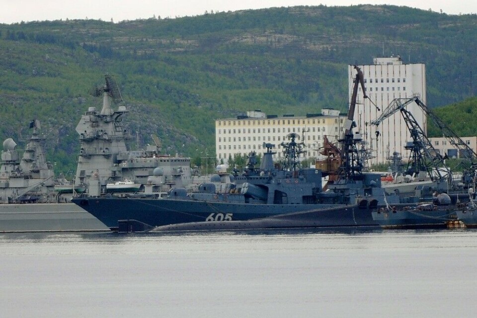 Naval vessels at port in Severomorsk. Photo: Thomas Nilsen