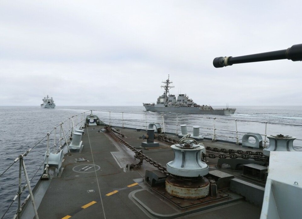 The NATO navy group sailing into the Barents Sea. Photo: British Royal Navy