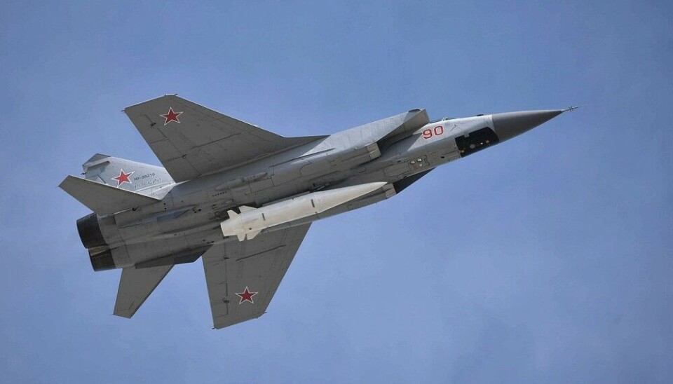 The Kinzhal air-launched ballistic missile attached to a MiG-29K fighter jet. Photo: mil.ru