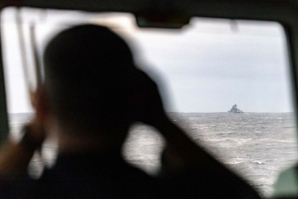 A sailor onboard 'HMS Northumberland' monitors the movement of the Russian Northern Fleet destroyer 'Vice-Admiral Kulakov' as she sailed North West of the Outer Hebrides, off the west coast of Scotland in late 2020. Photo: Royal Navy