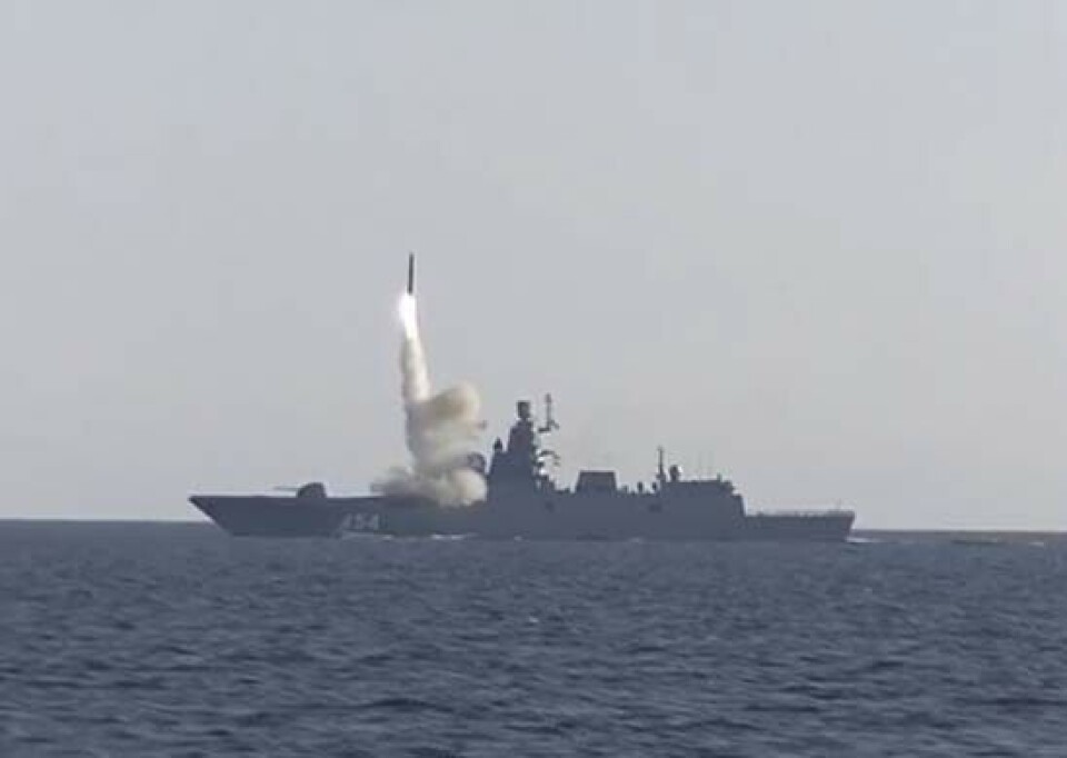 A previous test-launch of a Tsirkon missile from navy frigate Admiral Gorshkov while sailing the White Sea. Photo: Russian Defense Ministry