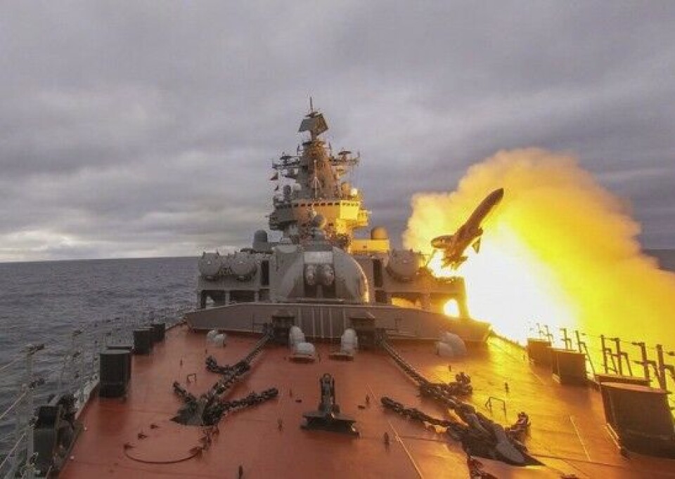 Missile Cruiser Marshal Ustinov launched the P-1000 Vulkan missile. Photo: Press service of the Northern Fleet