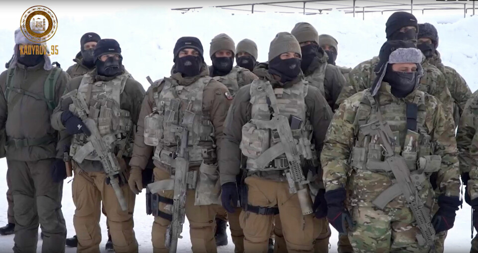 Chechen soldiers on the Yenisey. Screenshot from VK video