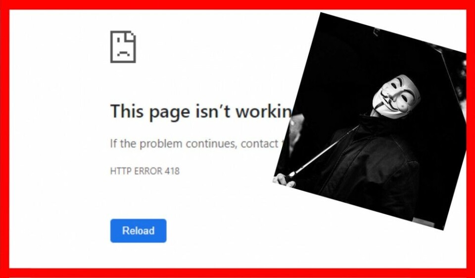 Mil.ru, the website of Russia's Defence Ministry returns only a 418 error code. Illustration: Barents Observer