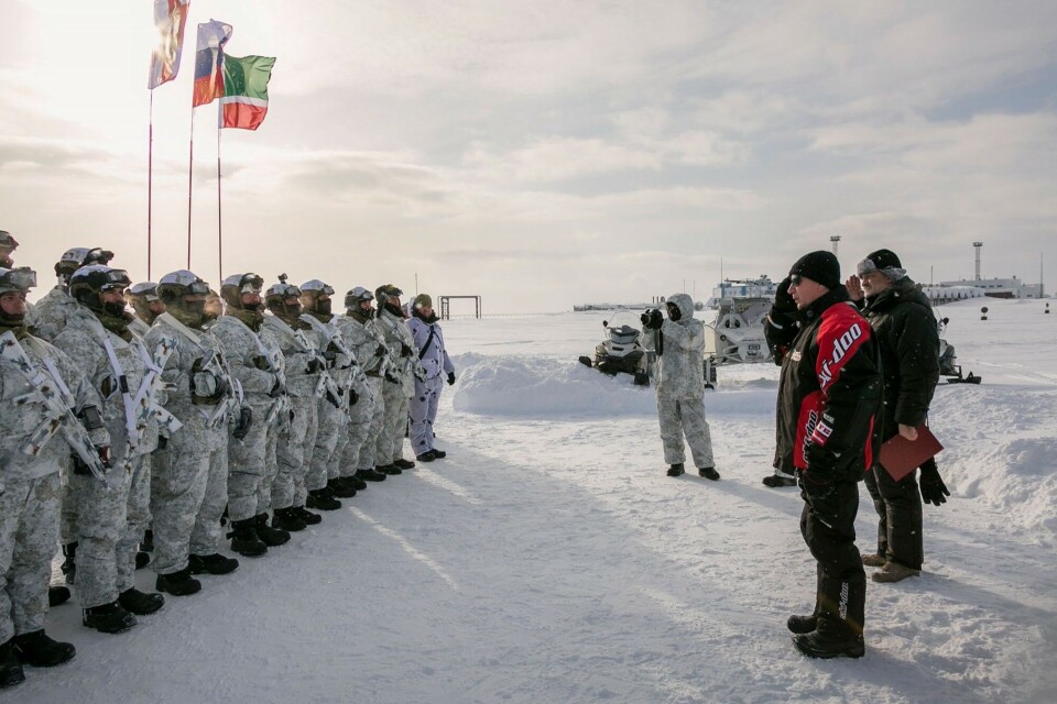 Chechen soldiers at Franz Josef Land in 2018. Photo: Marina Kovtun on Twitter