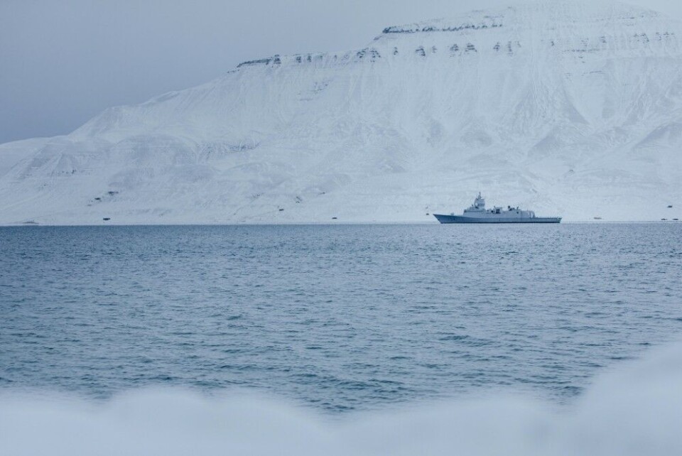 The frigate 'KNM Thor Heyerdahl' was sailing to Svalbard in late October. Photo: Helene Synes / Norwegian Navy