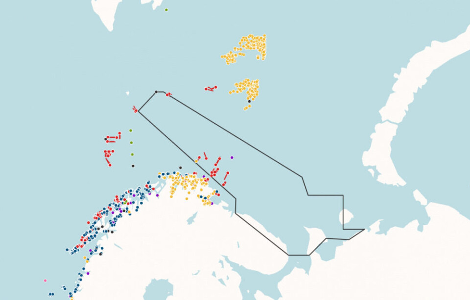 The danger area activated for the period until February 22 goes from the eastern Kolguyev Island in the east to the Bear Island in the west. Map by Barents Watch