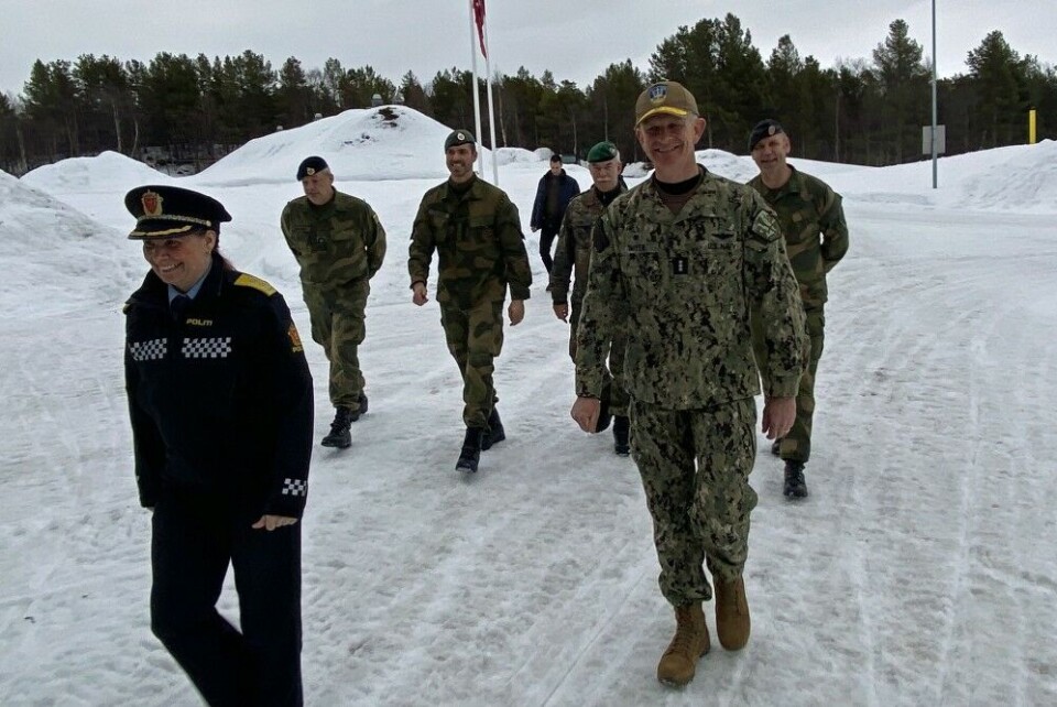 NATO’s operational-level commanders responsible for the alliance’s northern areas visited the Pasvik valley with the border to Russia’s heavy militarized Kola Peninsula. From the right: Lieutenant General Yngve Odlo - Chief of the Norwegian Joint Headquarters, Vice Admiral Daniel Dwyer - Commander Second fleet and Joint Force Command Norfolk, General Jörg Vollmer - Commander of Allied Joint Force Command Brunssum, Lieutenant Colonel Michael Rozmara - Chief of the Garrison of Sør-Varanger (GSV), Jens-Arne Høilund - Norwegian Border Commissioner, and Ellen Katrine Hætta - Chief of Police in Finnmark.