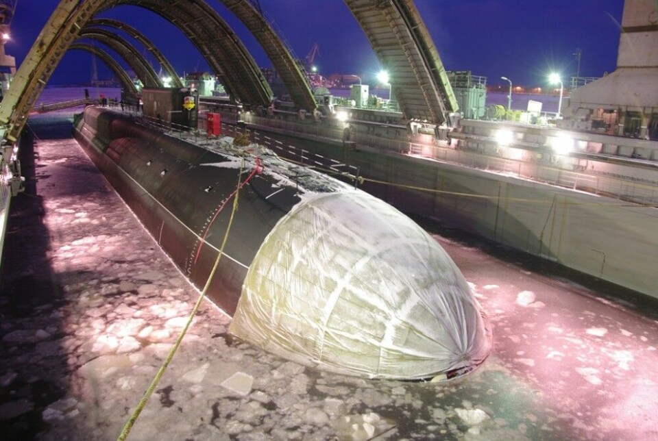 A Borei-class SSBN in the floating dock. Photo: Sevmash shipyard