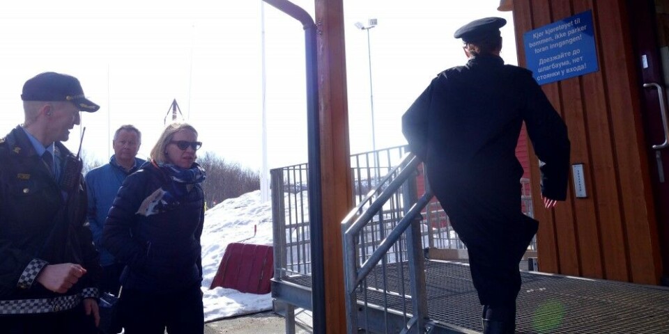Anniken Huitfeldt at Storskog, the Norwegian border crossing point to Russia, in 2016. Photo: Atle Staalesen