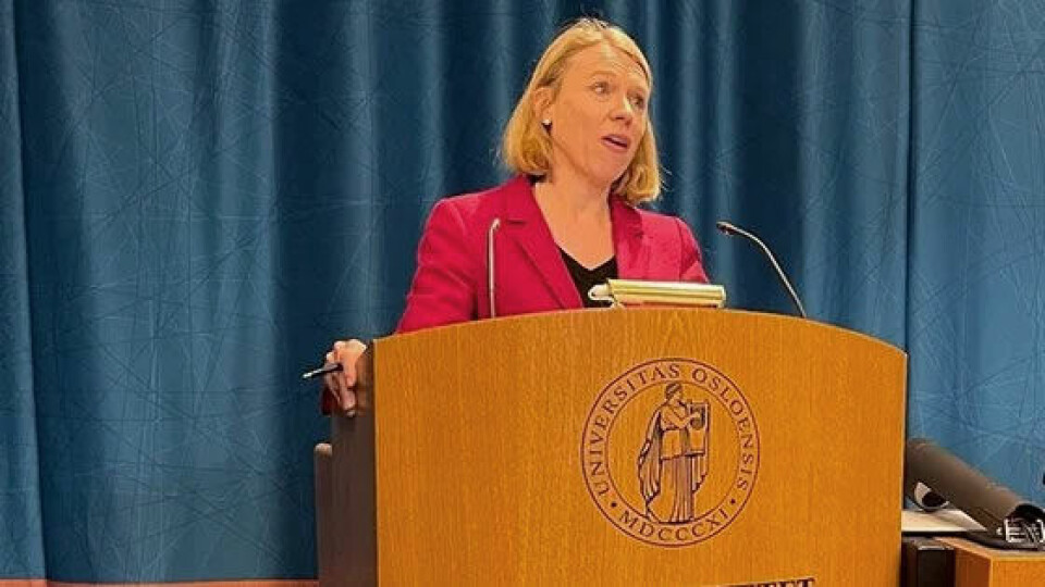 Foreign Minister Anniken Huitfeldt speaks at the University of Oslo. Photo: regjeringen.no