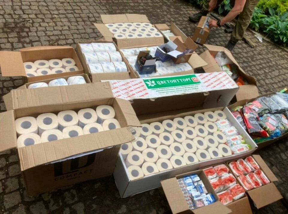 Toilet paper, cigarettes, shoes and clothes are among the key items collected and sent from Murmansk to soldiers fighting in Ukraine. Screenshot from Telegram channel 'Aid to Army of Murmansk'