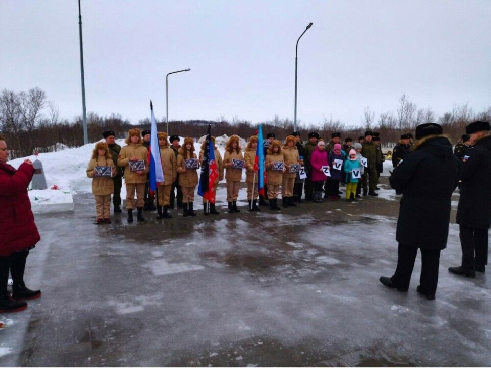 Children from Yunarmiya in Zaozersk assemble in support of the war. Photo: Yunarmiya Murmansk