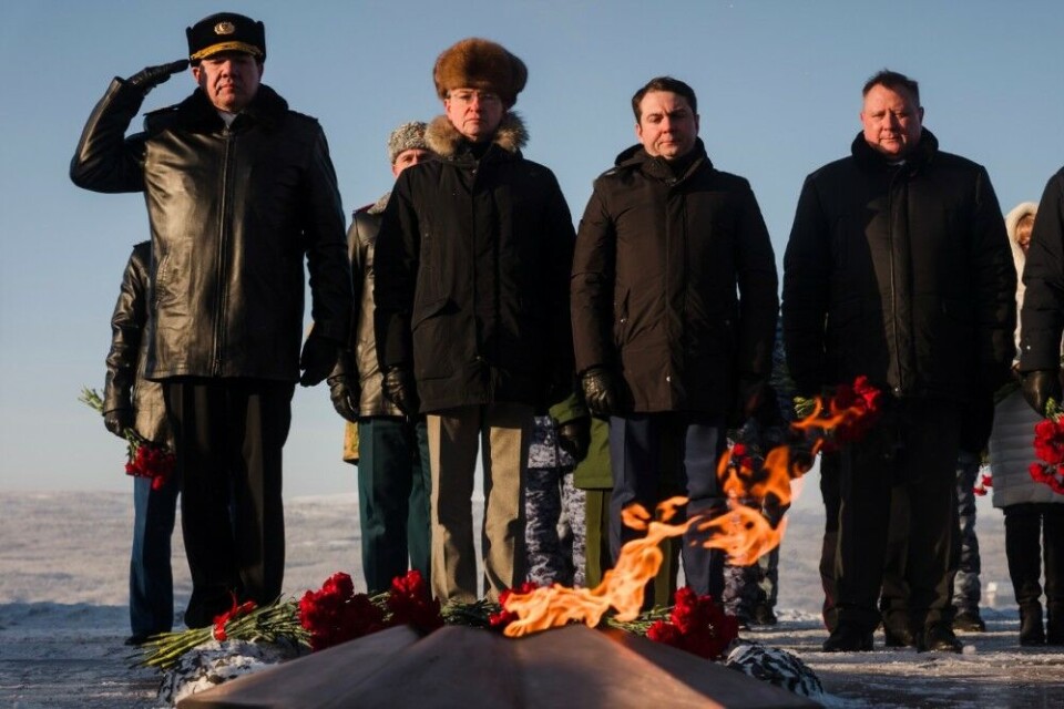 Vladimir Medinsky (central left) on the 23rd of February marked the Day of the Defenders of the Fatherland in Murmansk with Governor Andrei Chibis (central right) and Northern Fleet Head Commander Aleksandr Moiseev (left). Photo: Gov-murman.ru