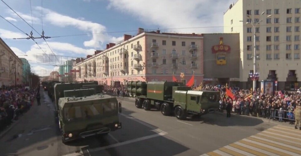 The Bal coastal missile defense system on display in the Murmansk 9th of May parade. Photo: screenshot from video