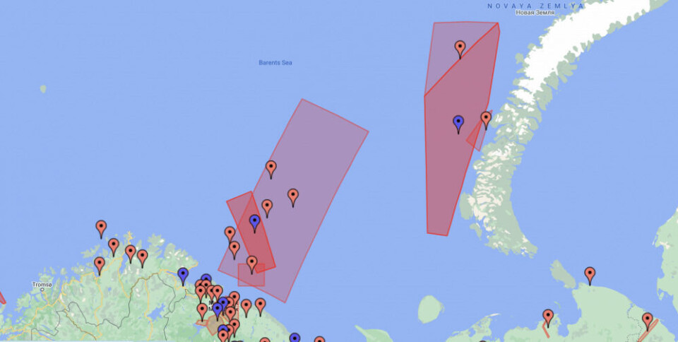 NOTAM warnings active for the Barents Sea from August 19 to 26. Screenshot by Barents Observer from NotamMap.net