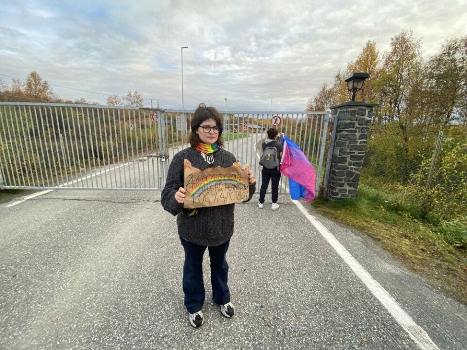 Polina Vorobeva is active in the SmåRådina association and calls on Norwegian authorities to keep gates open here at Storskog. Photo: Thomas Nilsen