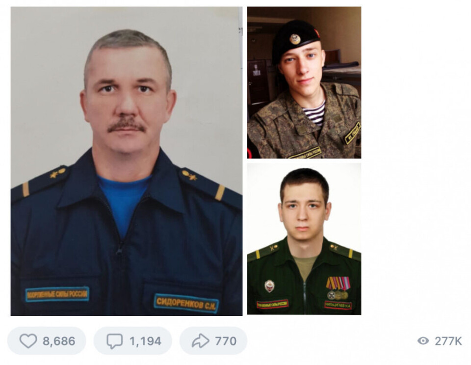 Sergei Sidorenkov, Artyem Shurko and Nikita Niltsigaev are among the soldiers that have lost their lives in Ukraine. Photo: VK page of Andrei Chibis