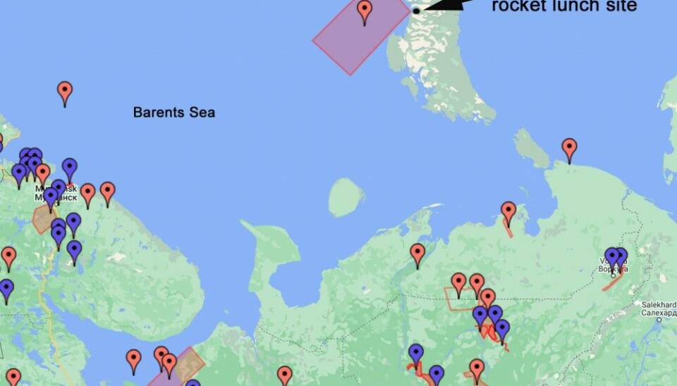 Russia has closed off two larger areas in the north for the period November 3 to 5. One Notice to Air Missions (NOTAM) is activated over the Barents Sea west of Novaya Zemlya, while another is active over the White Sea north of Arkhangelsk. Source: NotamMap / Barents Observer