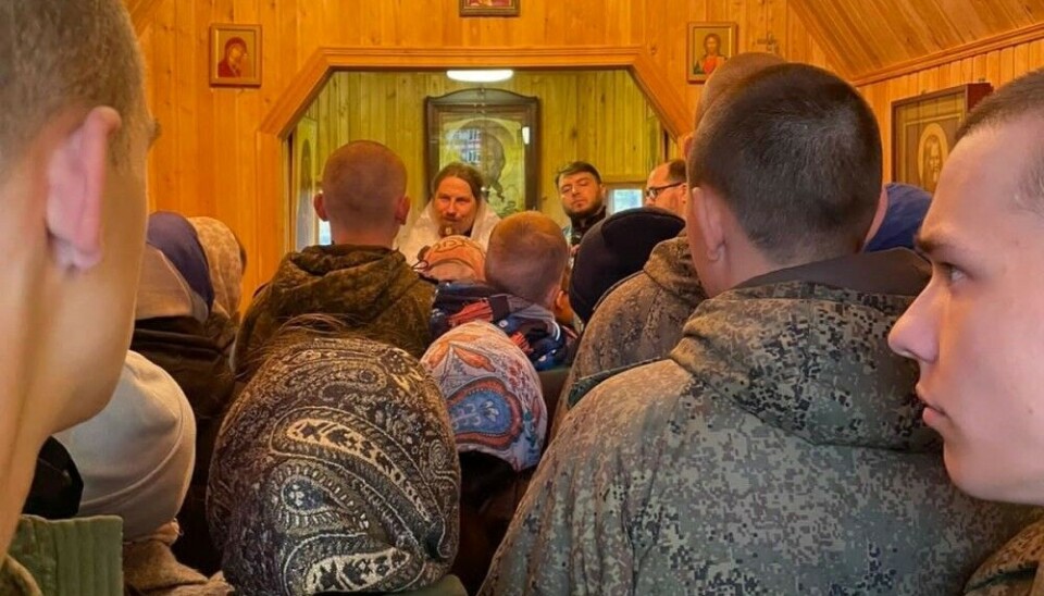 Full room during service in the St. George's church in Sputnik. Photo: congregation VK page