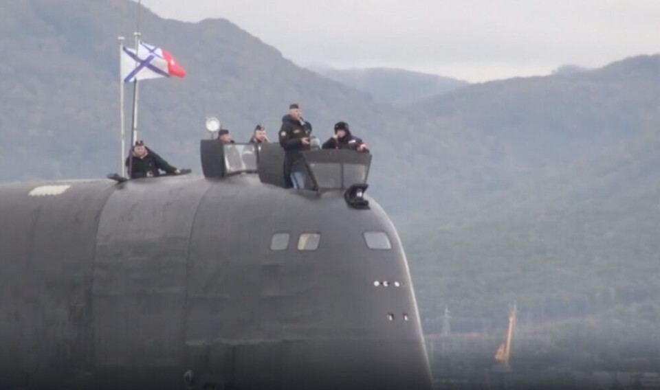 The 'Novosibirsk' arrives at the Pacific Fleet's base Vilyuchinsk at the Kamchatka Peninsula on Russia's Pacific coast.