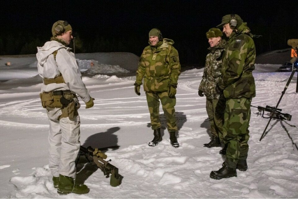 Nordic Army chiefs meet at Porsangermoen military base in northern Norway. Major General Lars Lervik (from left), Lieutenant General Pasi Välimäki og Major General Karl Engelbrekt Engelbrektson. Photo: Rolf K. Ytterstad, Forsvaret