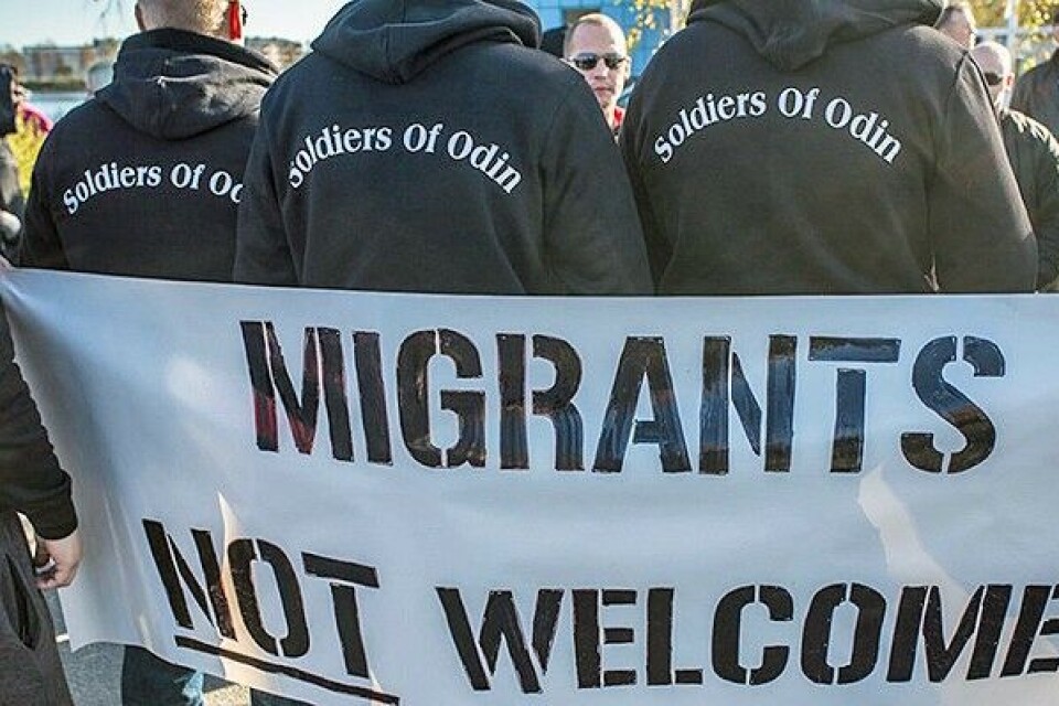 Anti-immigrant group in a demonstration in Finland. Photo from vuodatus.net