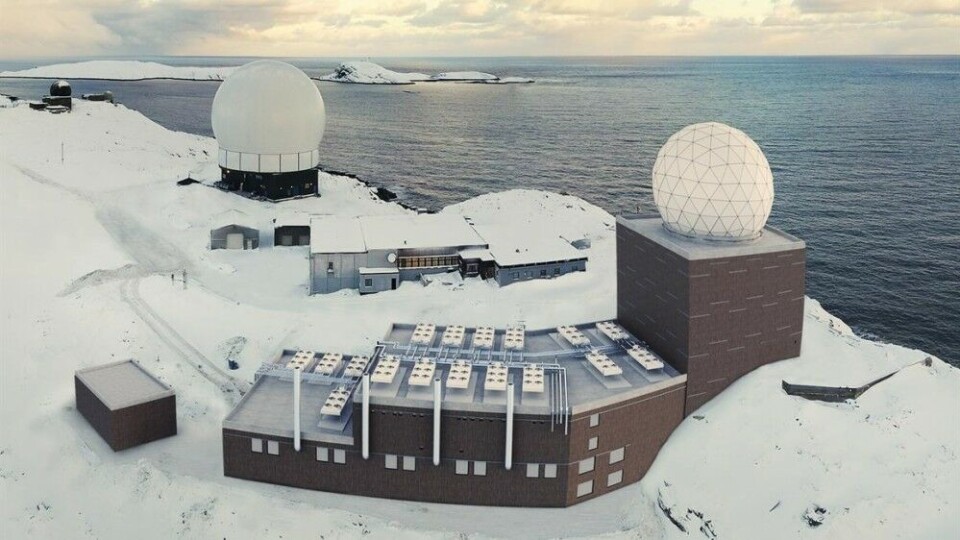The new radar with the old GLOBUS II in the background. Illustration by NIS.