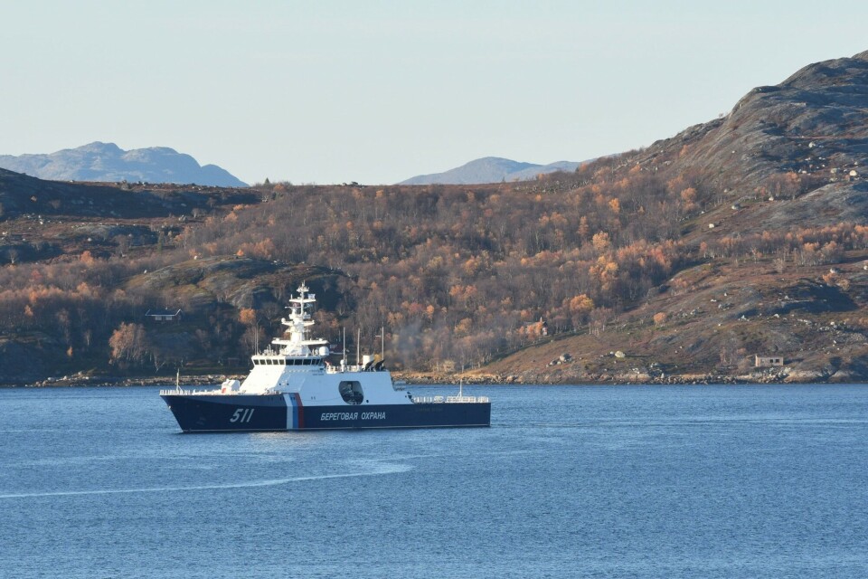 FSB Coast Guard vessel Polyarnaya Zvezda sailing Bøkfjorden, Norway. Photo: Thomas Nilsen