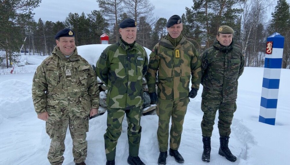 Rear-Admiral Tim Henry (left) is deputy commander of JFC Norfolk, Lt General Carl-Johan Edström is Chief of Joint Operation with the Swedish Armed Forces, Lt General Yngve Odlo is Chief of Norway’s Joint Headquarters, Lt General Luis Lanchares is Deputy Commander of JFC Brunssum. Photo: Thomas Nilsen