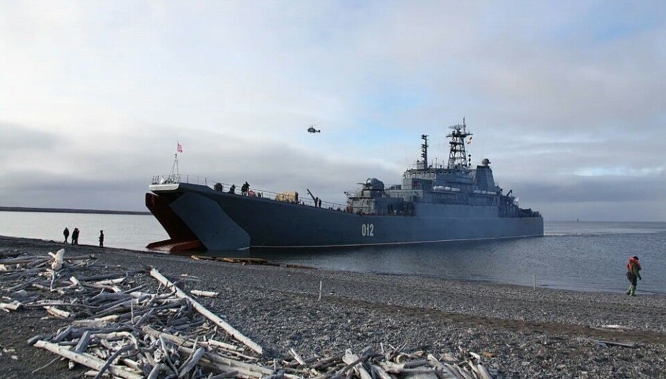 Landing ship arrives in Kotelny, New Siberian Islands. Photo: TV Zvezda/Ministry of Defense